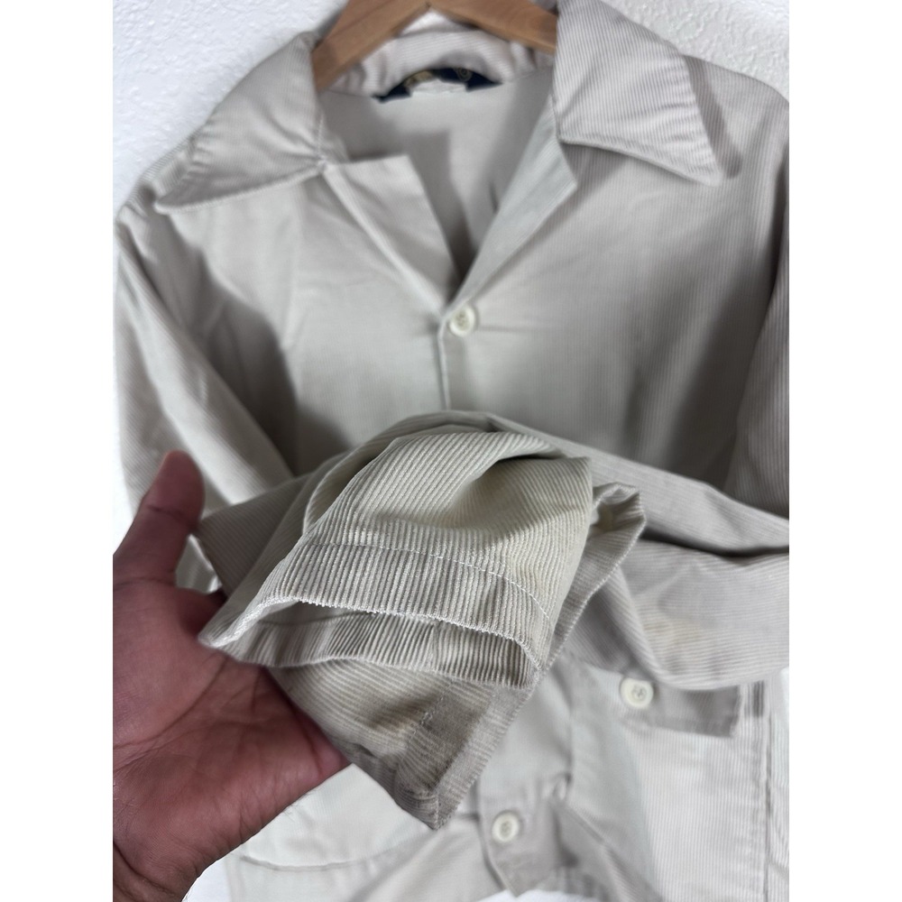 Vintage 70s Tobias Tops Corduroy Jacket Cream Beige Workwear Distressed 1970s - Picture 10 of 15